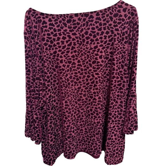 Talbots Velvet Burnout Bell Sleeve Top Animal Leopard Print Plus Size 3X - Picture 5 of 9